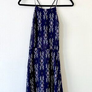 Blue High Neck Strappy Back Dress